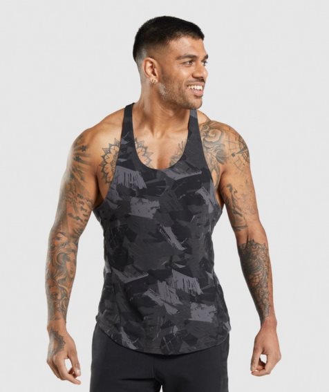 Men's Gymshark Bold Stringer Tanks Camo | NZ 3TPUYJ